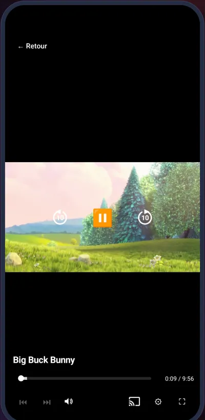 Lecteur vidéo avec le bouton de diffusion Cast